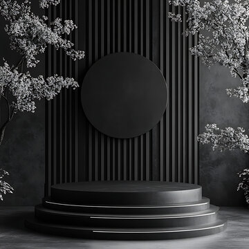 現(xiàn)代極簡(jiǎn)黑色展示臺(tái)