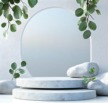 現(xiàn)代極簡(jiǎn)風(fēng)格展示臺(tái)與自然元素