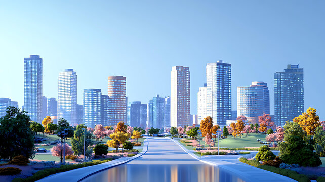 秋季城市景觀與公園