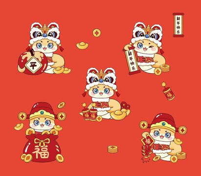 新年蛇系列插畫