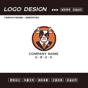 卡通牛頭logo標志