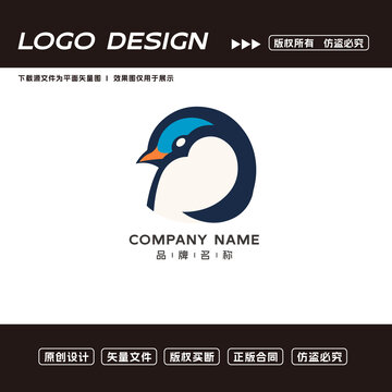 卡通企鵝logo標(biāo)志