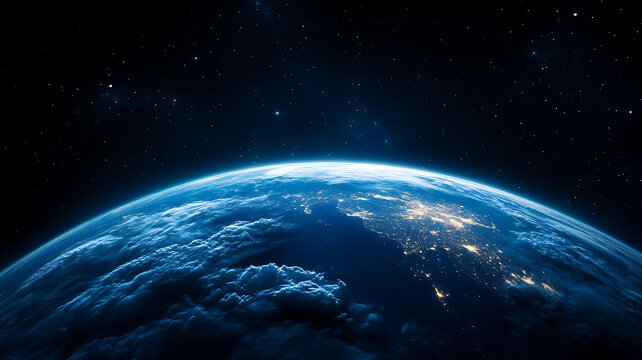 宇宙中的地球夜景