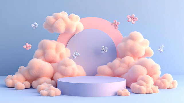粉嫩云朵產品展示臺