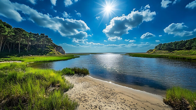 陽(yáng)光明媚的海岸風(fēng)景