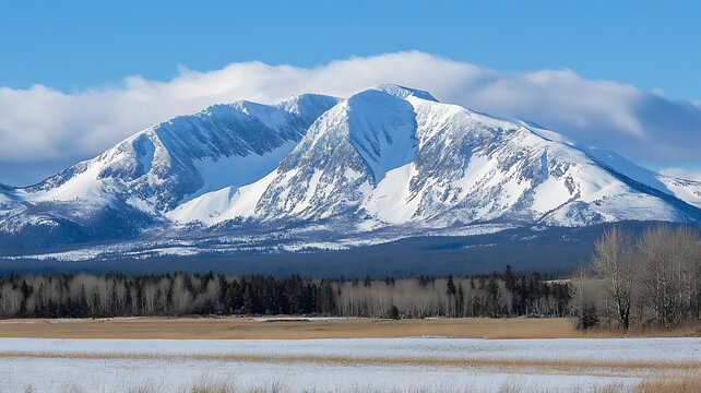 冬季雪山連綿的壯麗景色