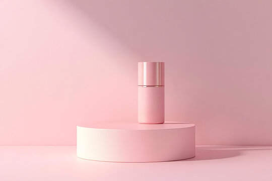 粉紅色化妝品產(chǎn)品展示圓形平臺(tái)