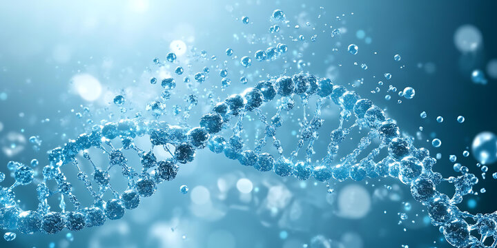 水分子中的DNA雙螺旋結構圖