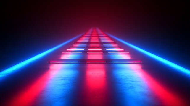未來感霓虹燈光臺階路徑
