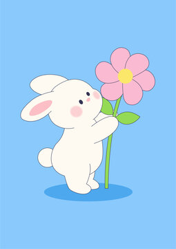 小兔拿花