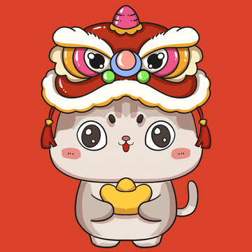 醒獅可愛小灰貓