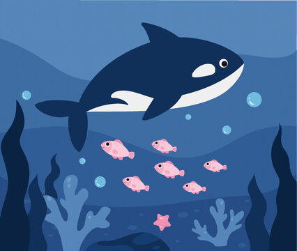 海底世界鯨魚小魚