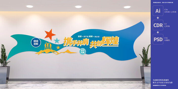 攜手并肩共創(chuàng)輝煌企業(yè)文化墻