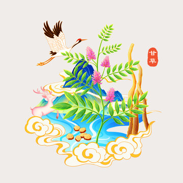 甘草國(guó)潮插畫
