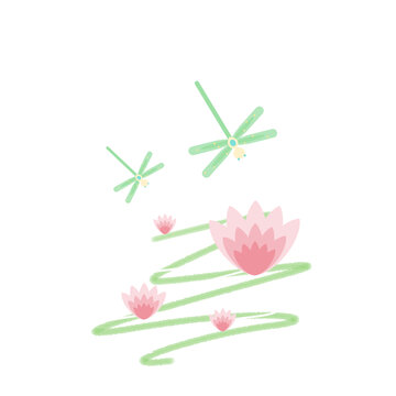 可愛(ài)蜻蜓荷花