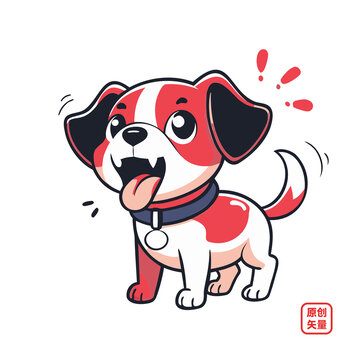 矢量插圖動(dòng)物吠叫紅色小狗