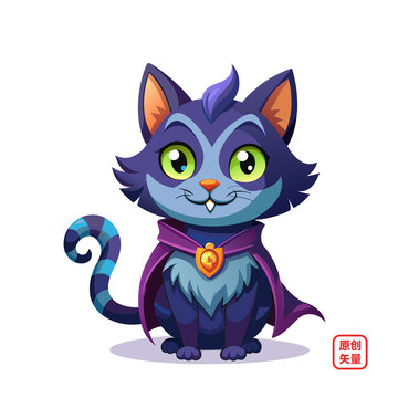 矢量插圖動物萬圣節(jié)裝扮小貓