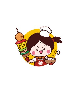 卡通可愛大姐廚師頭像矢量圖