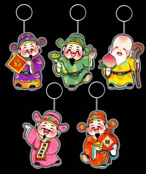 五福臨門鑰匙扣設(shè)計(jì)