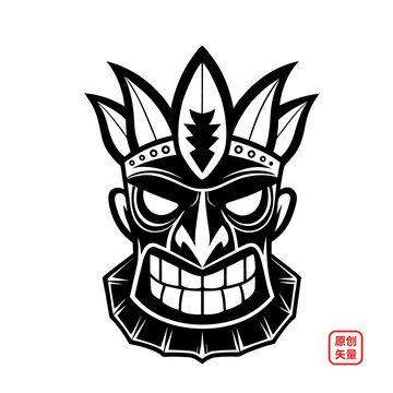 矢量插圖部落文化面具