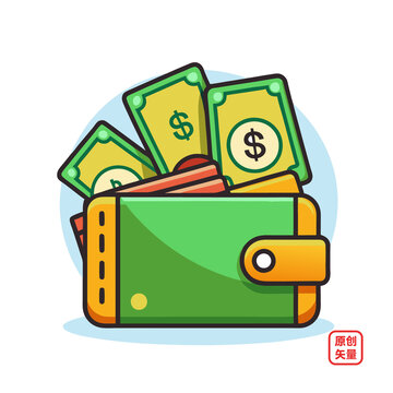 矢量插圖財富錢包金錢
