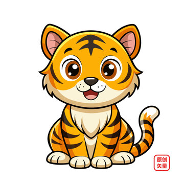 矢量插圖動物可愛小老虎