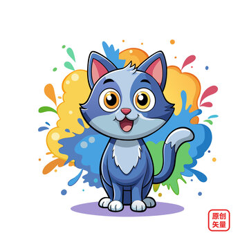 矢量插圖動物噴墨背景小貓