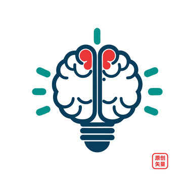 矢量插圖矢量燈泡智慧大腦