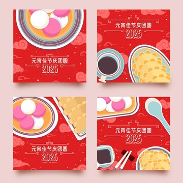 元宵節(jié)食品湯圓餃子矢量合集海報(bào)正月十五