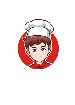 卡通年輕男廚師頭像矢量圖