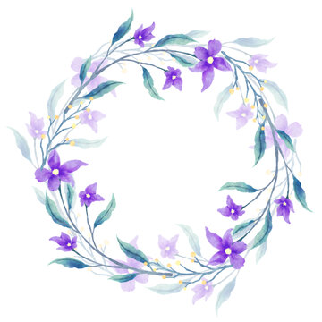 水彩花卉桔梗花環(huán)邊框