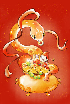 財(cái)源滾滾春節(jié)插畫