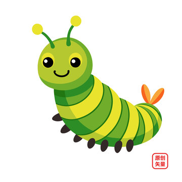 矢量插圖動物昆蟲可愛毛毛蟲