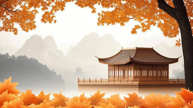 秋景中式?jīng)鐾D畫