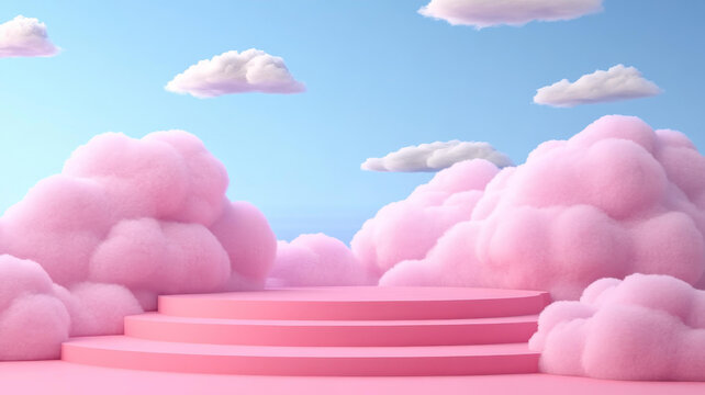 粉嫩云朵階梯場(chǎng)景