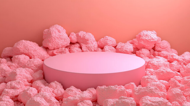 粉紅色抽象極簡產(chǎn)品展示臺