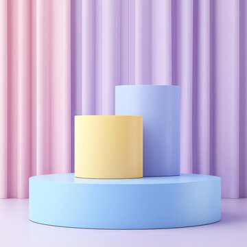 柔和色彩的圓柱形展示臺(tái)