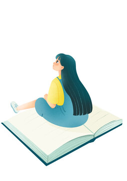 專注閱讀的小女孩
