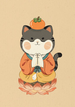 柿柿如意貓插畫