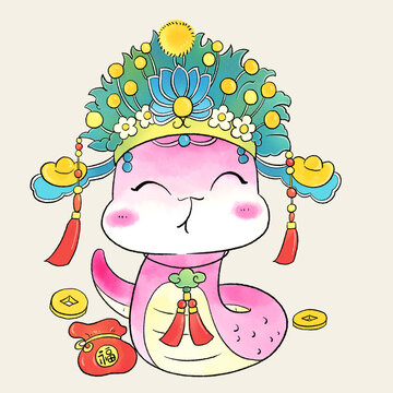 福氣滿滿的粉色新年小蛇