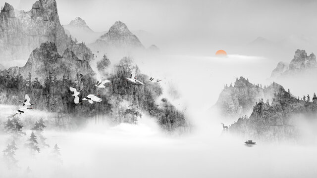 黑白山水畫