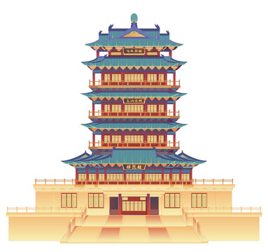 濟南大明湖超然樓矢量建筑分層