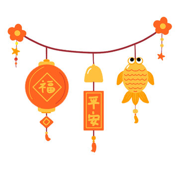 新年喜慶掛飾春節(jié)插畫