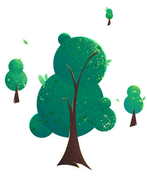 扁平風(fēng)格植樹樹林插畫
