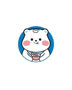 卡通可愛小白熊頭像矢量圖