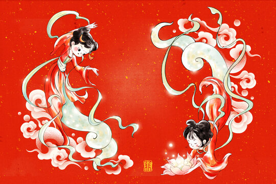 蛇來(lái)運(yùn)轉(zhuǎn)春節(jié)插畫