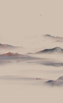 極簡禪意水墨山水