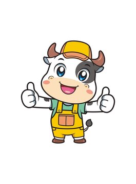 卡通可愛(ài)小奶牛形象矢量圖