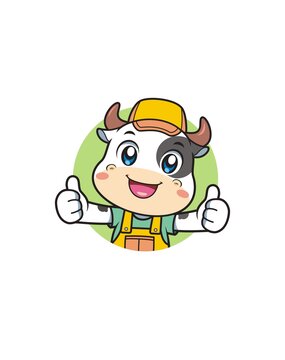 卡通可愛小奶牛頭像矢量圖