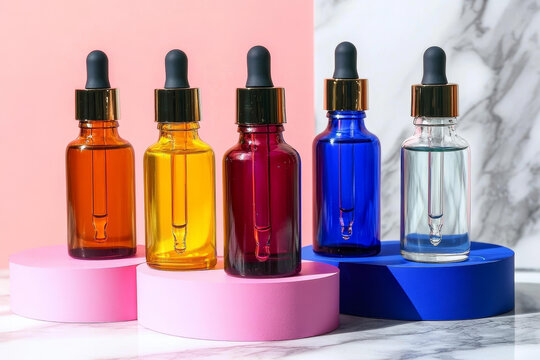 色彩繽紛的滴管瓶擺臺(tái)展示